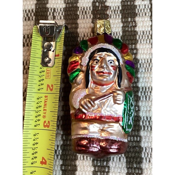 Inge Glass Blown Ornament Indian Chief Christmas Tree Decor Made in Germany - Picture 5 of 12